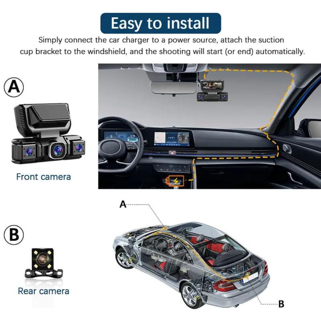 360 Degree View 4 Channel Dash Camera