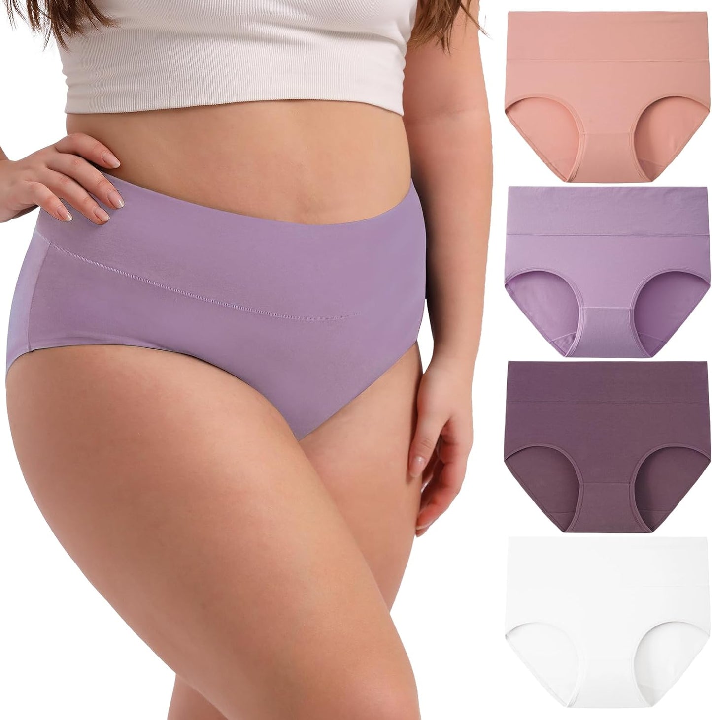 Women's Plus Size XL-5XL High Waisted Cotton Underwear