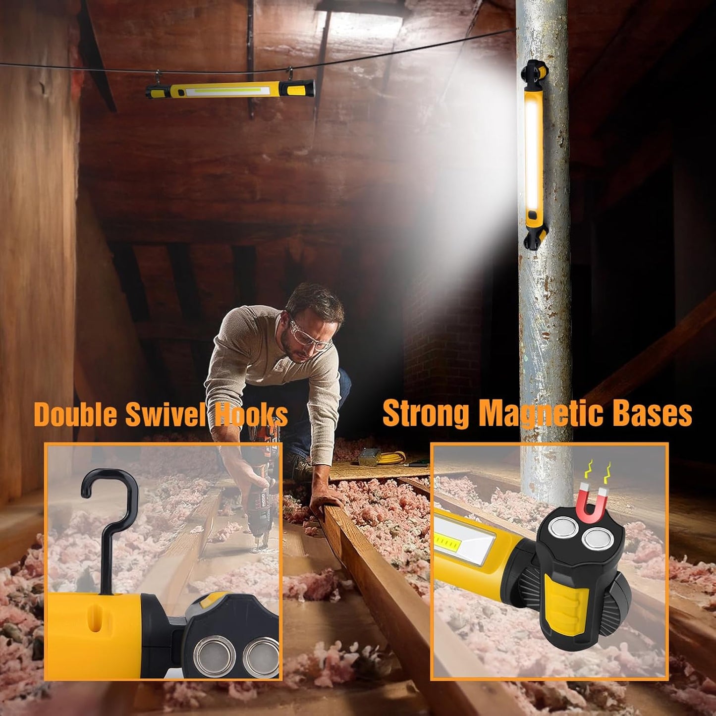 3000LM Rechargeable LED Magnetic Light Bar with Hooks